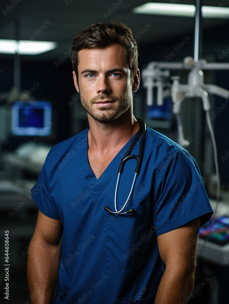 Close-up portrait of young male doctor in uniform with stethoscope. medical concept. Close-up portrait of young male doctor in uniform with stethoscope. medical concept.