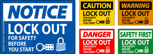 Caution Sign, Lock Out For Safety Before You Start