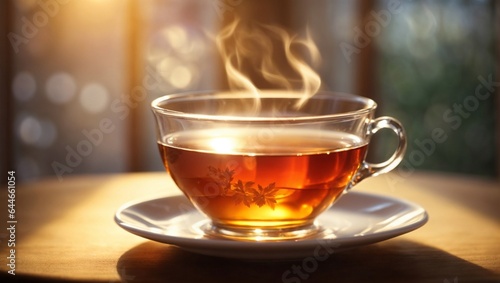 Delicate Teacup with Steaming Tea