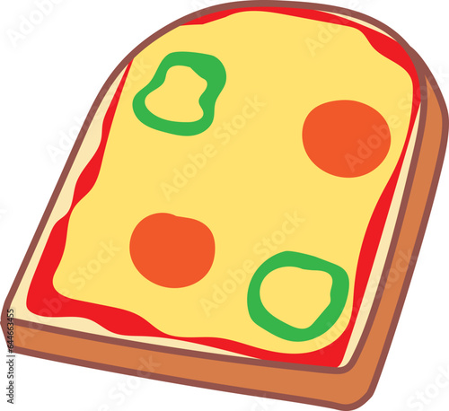 シンプルなピザトーストのイラスト
