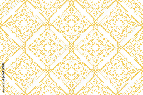 oriental pattern. White and gold background with Arabic ornament. Pattern, background and wallpaper for your design. Textile ornament. Vector illustration.