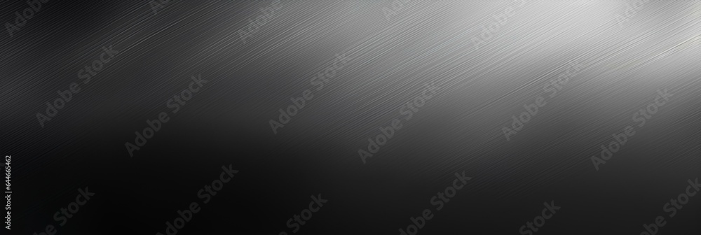 Black dark gray silver white abstract background for design. ombre gradient. noise grain metallic effect. matte shimmer. wide panoramic web banner. generative AI