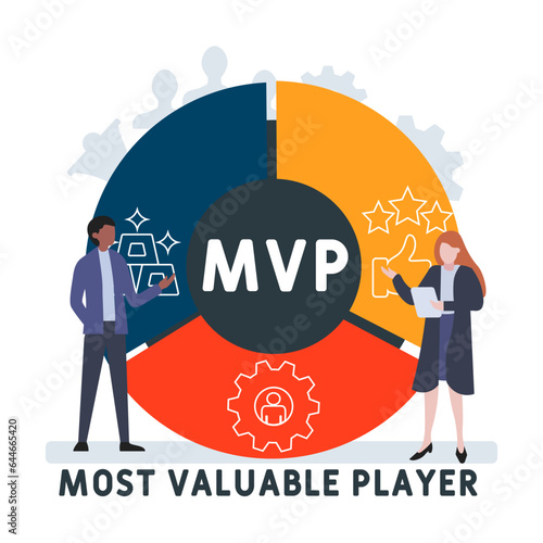 MVP - Most Valuable Player acronym. business concept background.  vector illustration concept with keywords and icons. lettering illustration with icons for web banner, flyer, landing