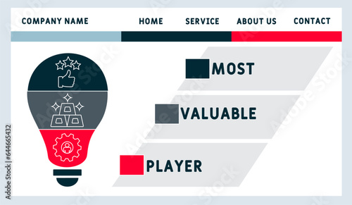 MVP - Most Valuable Player acronym. business concept background.  vector illustration concept with keywords and icons. lettering illustration with icons for web banner, flyer, landing