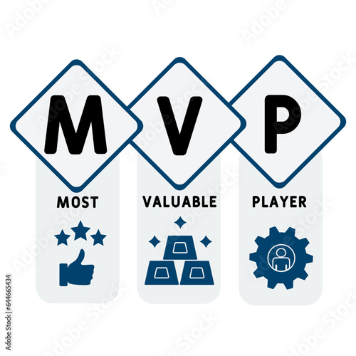 MVP - Most Valuable Player acronym. business concept background.  vector illustration concept with keywords and icons. lettering illustration with icons for web banner, flyer, landing