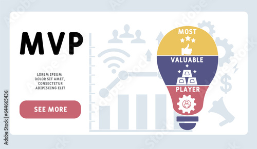 MVP - Most Valuable Player acronym. business concept background.  vector illustration concept with keywords and icons. lettering illustration with icons for web banner, flyer, landing