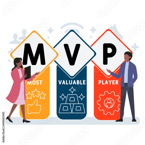 MVP - Most Valuable Player acronym. business concept background.  vector illustration concept with keywords and icons. lettering illustration with icons for web banner, flyer, landing