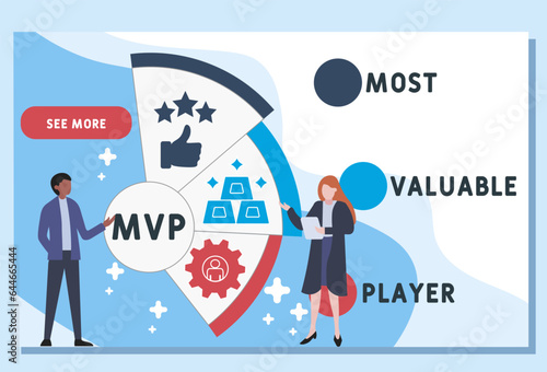 MVP - Most Valuable Player acronym. business concept background.  vector illustration concept with keywords and icons. lettering illustration with icons for web banner, flyer, landing