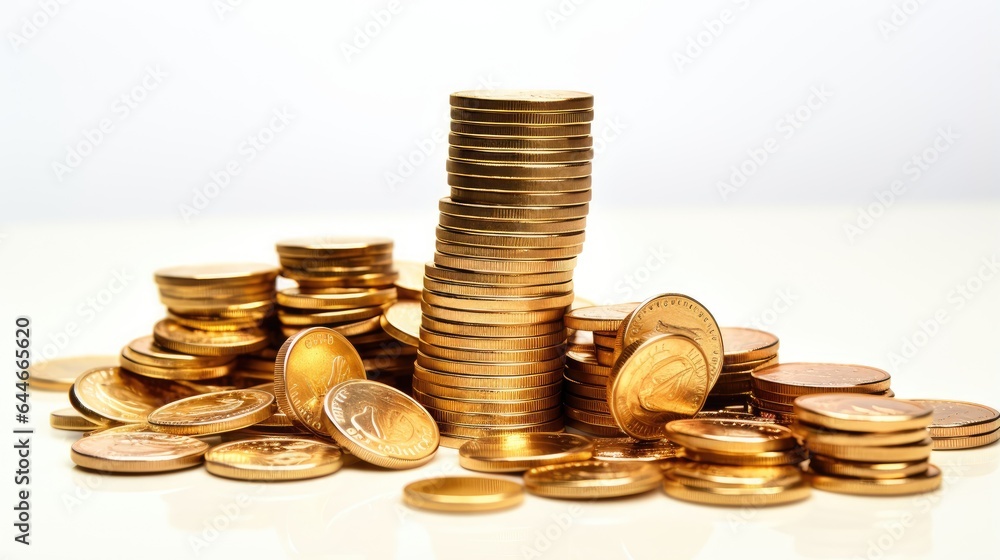 Financial currency, coins on a white background. Financial currency, coins on a white background.