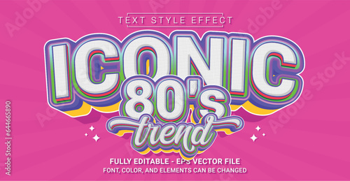 Iconic 80's Trend Text Style Effect. Editable Graphic Text Template.