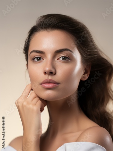 Generative AI : Beauty woman healthy clean skin beautiful female young model 