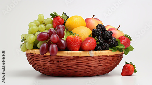 a vibrant arrangement of assorted fresh fruits in a decorative basket