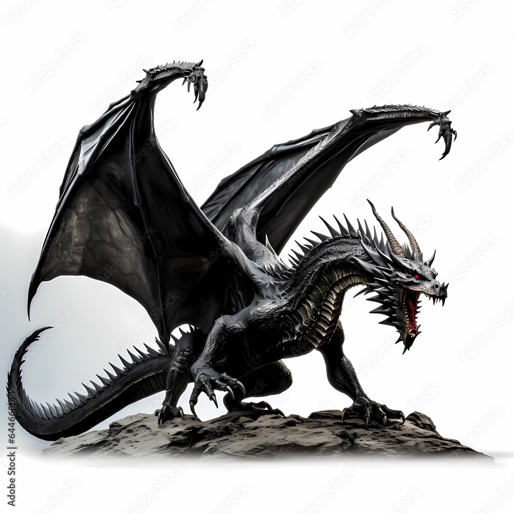 Fototapeta premium black dragon on white background