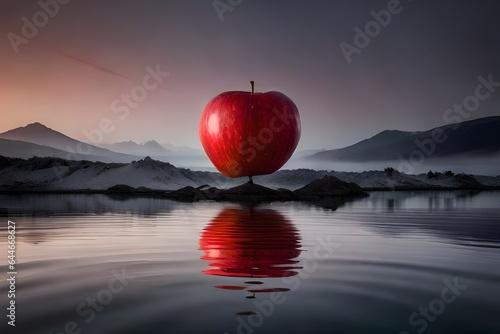 red apple on the water