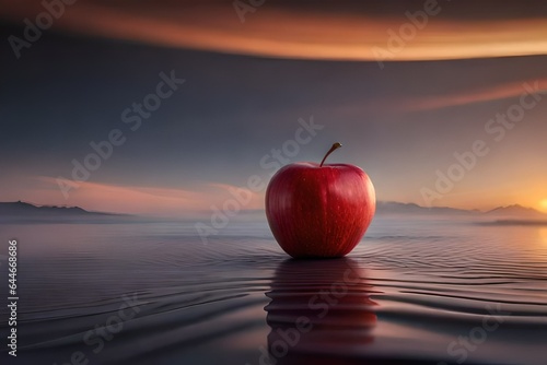 red apple on the beach