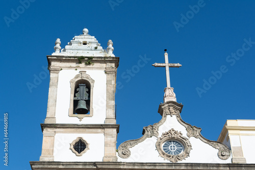 View of the tower of the Igreja Ordem Terceira Sao Domingos Gusmao in Pelourinho, historic center of the city of Salvador, Bahia. photo