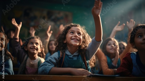 As children raise their hands in class, they smile brightly and raise their hands with confidence