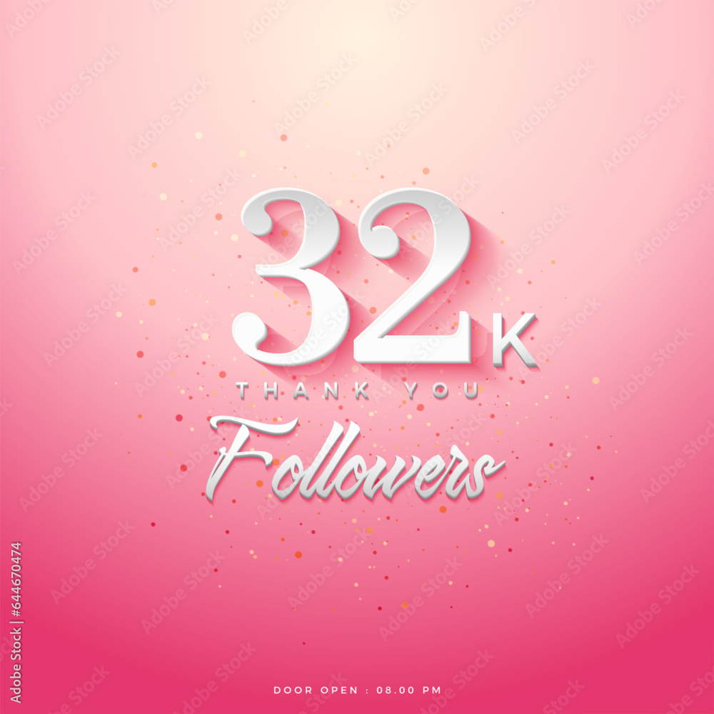 32k followers design vector with pretty pink color concept. vector premium background.