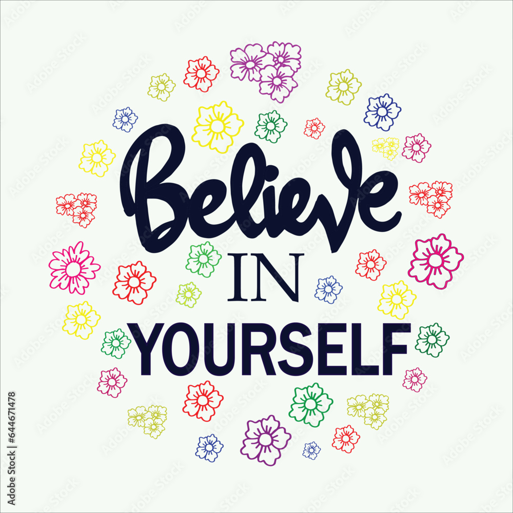 quote of belive in yourself illustration vector  - obrazy, fototapety, plakaty 
