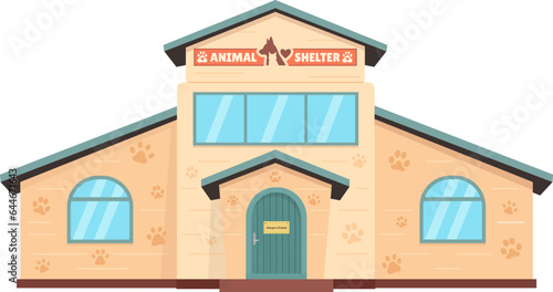 Animal shelter house. Flat of animal shelter house vector icon for web design isolated on white background