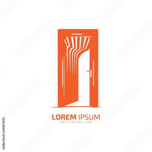 Luxury open door house logo template vector icon symbol