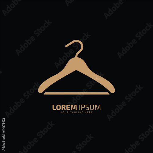Fashion business logo template, branding design, hanger vector, hanger icon isolated on black background