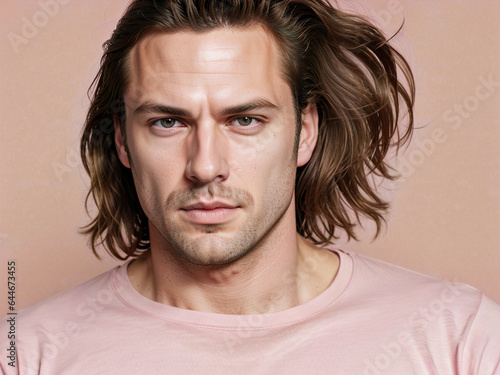 portrait of a man on pink bacground