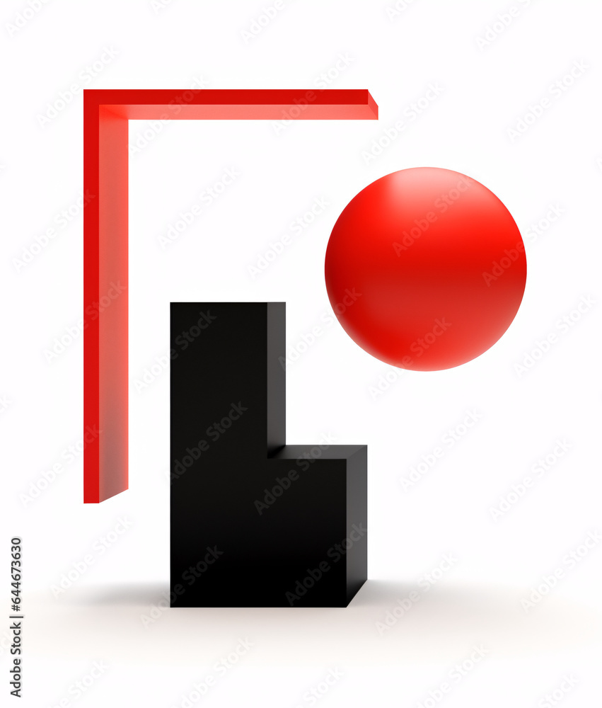 Various forms and shapes arranged in an aesthetic manner; red and black motif Various forms and shapes arranged in an aesthetic manner; red and black motif