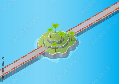 isometric beautiful island on the sea