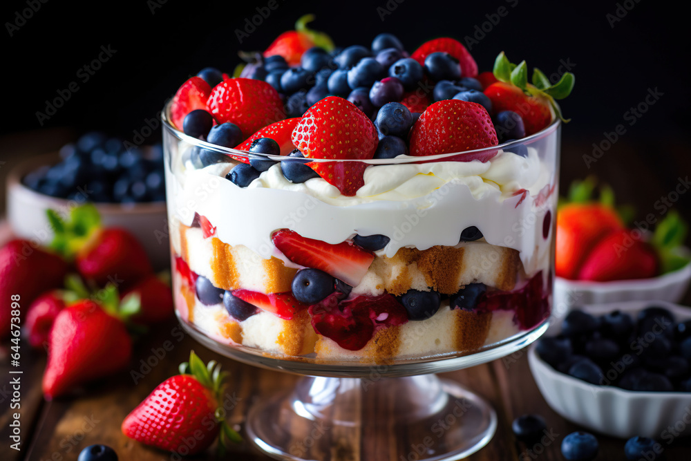 Patriotic Perfection: Red, White, and Blueberry Trifle