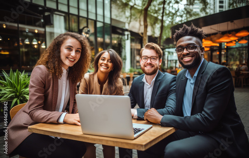 business people smiling in a conference room