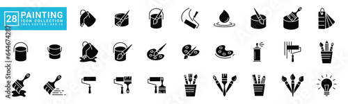Collection of painting related icons, various painting tools, paint icons icon template editable resizable EPS 10