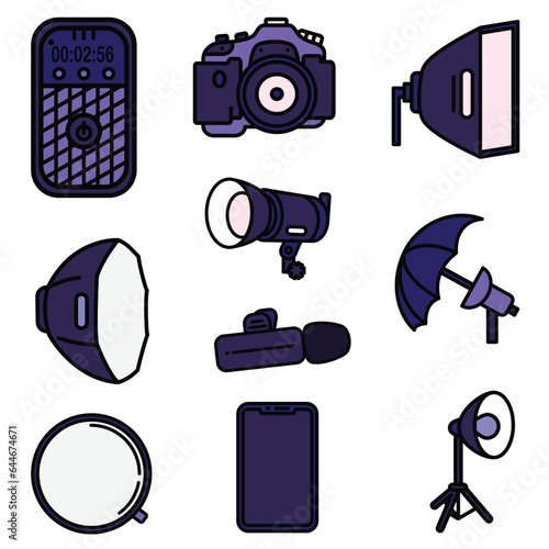 Podcast Object Cute Flat Line Illustration