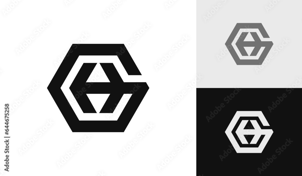 Letter GH initial hexagon logo design Letter GH initial hexagon logo design