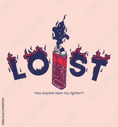 lost lighter retro design For tshirt, clothes, and poster