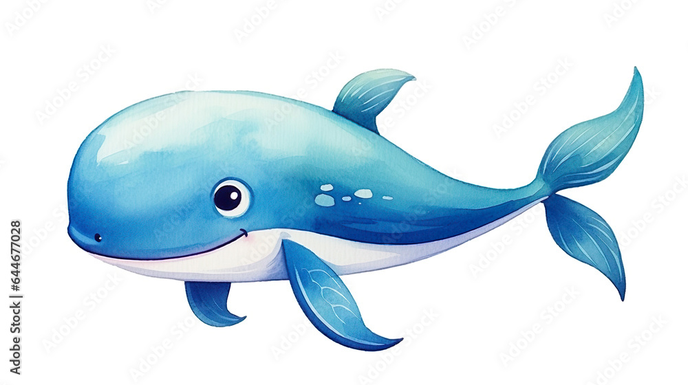 可愛いイルカの水彩イラスト