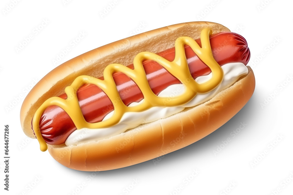 Hot dog with mustard and mayonnaise. Manual cutout on transparent Hot dog with mustard and mayonnaise. Manual cutout on transparent