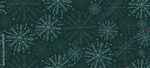 Xmas Seamless Pattern with Snowflakes Ornaments. Merry Christmas Wrapping Paper Design. Snowflake Pattern for Winter Design. Vector