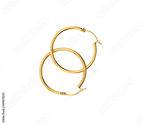 two hoop earrings on a transparent background 
