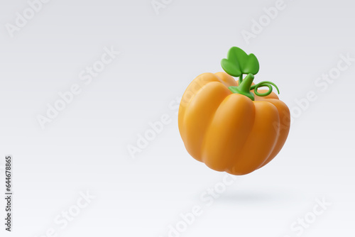 3d yellow pumpkin vegetable and fall season concept