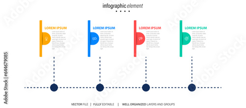 Business process infographic template. Thin line design with numbers 4 options or steps. Vector illustration graphic design