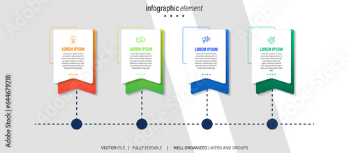 Infographic design template. Timeline concept with 4 steps