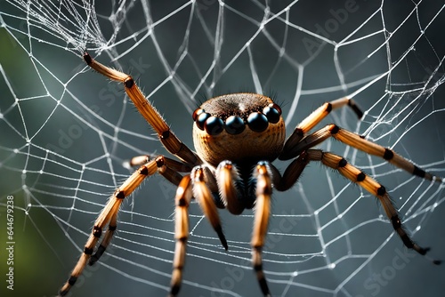 Experience the delicate balance of a spider patiently weaving its web in a close-up AI image 