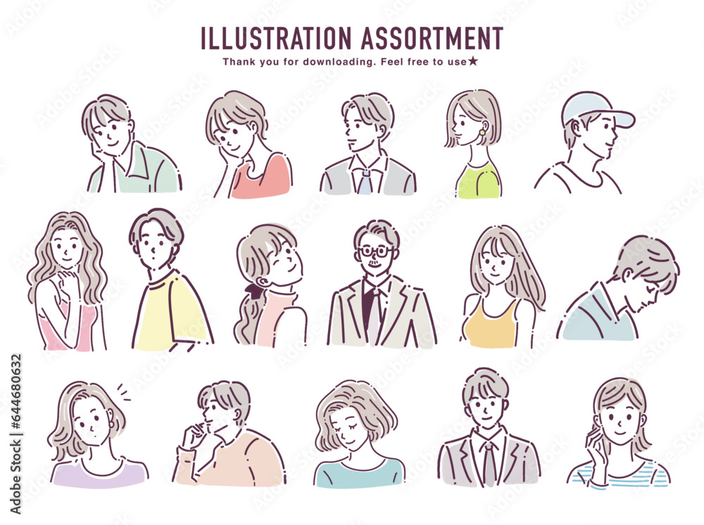 男女のイラスト素材セット 男女のイラスト素材セット