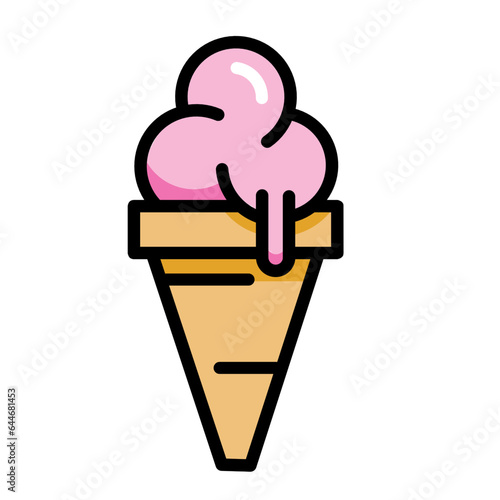 Ice cream icon. Vector illustration of ice cream scoop symbol. Sweet dessert concept. Icecream symbol for web site design, isolated on white background.