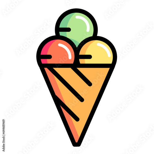 Ice cream icon. Vector illustration of ice cream scoop symbol. Sweet dessert concept. Icecream symbol for web site design, isolated on white background.