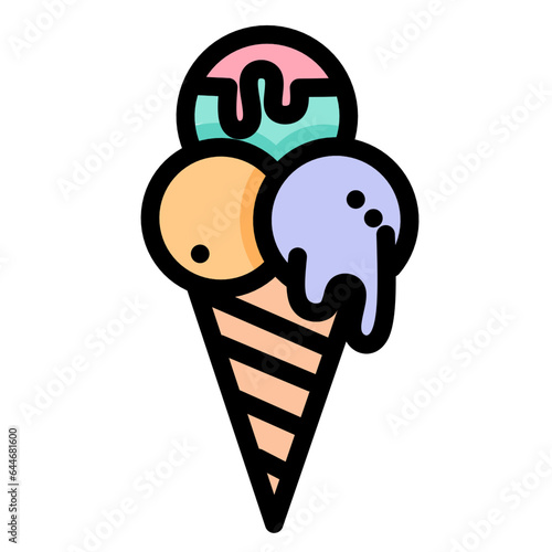 Ice cream icon. Vector illustration of ice cream scoop symbol. Sweet dessert concept. Icecream symbol for web site design, isolated on white background.