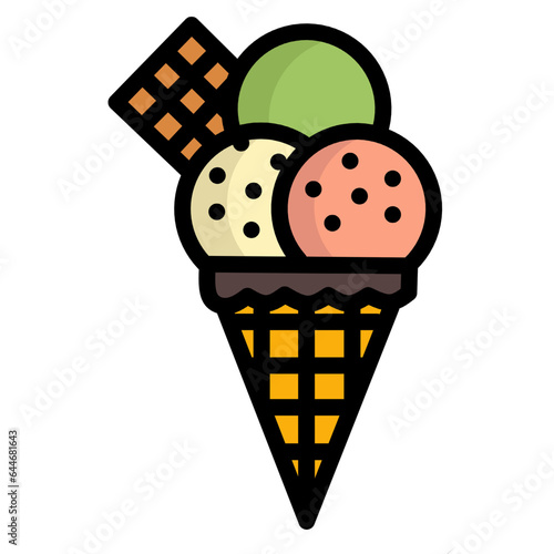 Ice cream icon. Vector illustration of ice cream scoop symbol. Sweet dessert concept. Icecream symbol for web site design, isolated on white background.