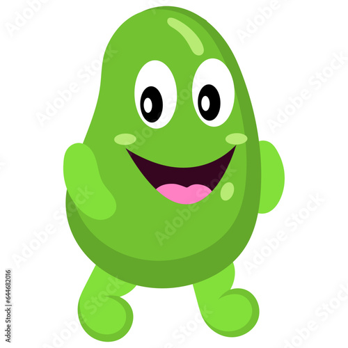 Green modern cute character with green bean vegetable character