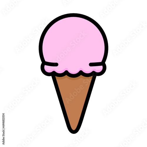 Ice cream icon. Vector illustration of ice cream scoop symbol. Sweet dessert concept. Icecream symbol for web site design, isolated on white background.